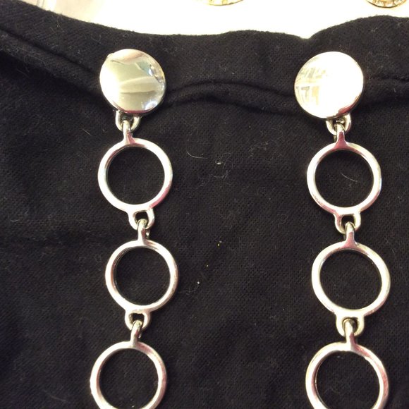 Vintage 1990 Silver chain link earrings - Picture 5 of 13